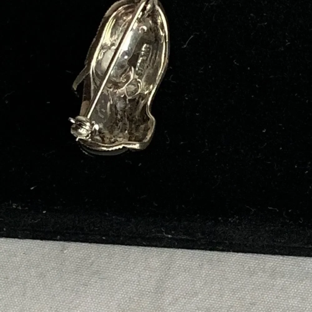 Sterling Silver & Rhinestone Shoe Brooch